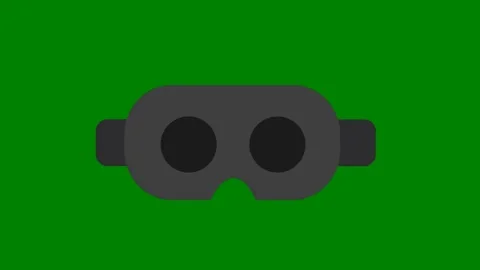 Green background border screen pair glasses black mask small object the middle Stock Footage 314066778