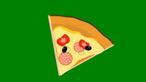 Green background border slice pizza green screen animated chromakey background Video stock 314067469
