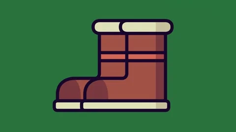 A green background with brown boot on it and pair of boots white object stack Vídeo Stock 335091793