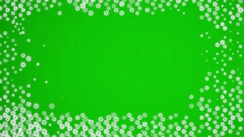 Green background for chroma key use, Falling snowflakes Stock Footage 219982384