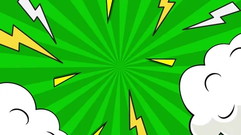 Green background with comic bright and explosive and lightning details seamless Stock Footage 294167718