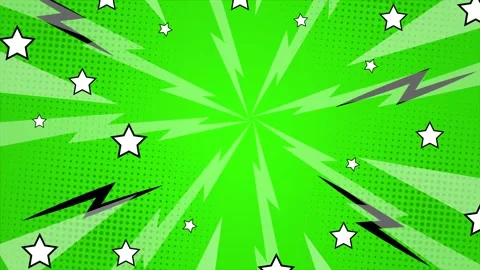 Green background with comic vibrant colors and explosive design elements Stock Footage 293045382