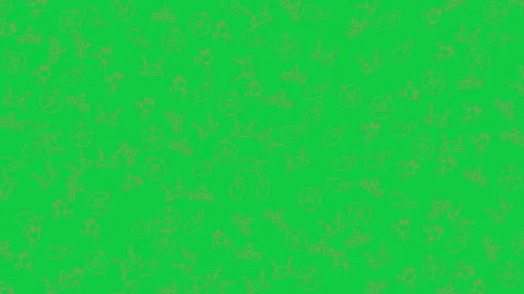 Green background with diverse technology icons scattered throughout Vídeo Stock 343550961