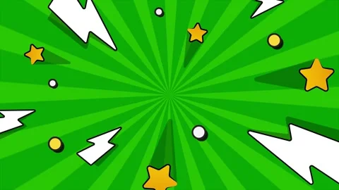 Green background with dynamic comic background and explosive visual elements Stock Footage 294271530