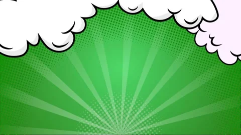 Green background with explosive elements in a vibrant comic style seamless 4k Stock Footage 293047711