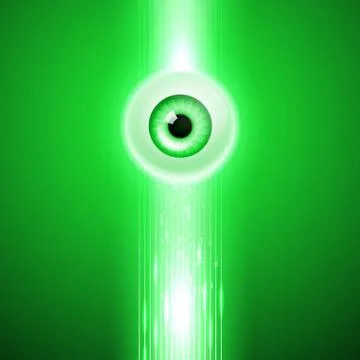 Green background with eye and binary code. Stock Illustration