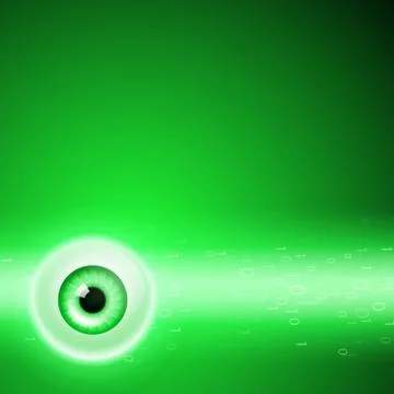 Green background with eye and binary code. イラスト素材