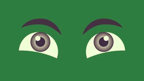 A green background with eyes and eyebrows two one eye open green screen Vidéo 335090553