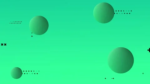 Green background with floating spheres. 스톡 동영상 332863455