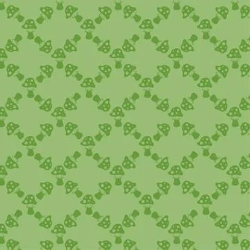 Green background with fly agarics for your design. Stock Illustration