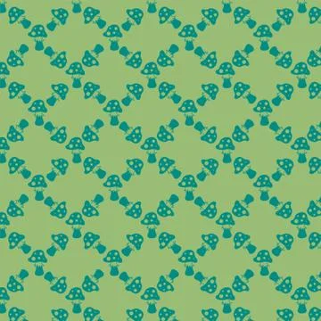 Green background with fly agarics for your design. Can be used for wrapping p Stock Illustration