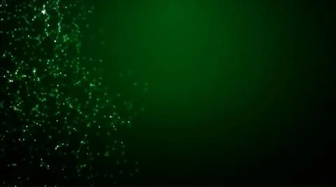 Green background with flying dots and lines on the left side of the screen Stock Illustration