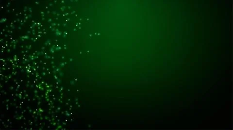 Green background with flying dots on the left side of the screen Stock Illustration