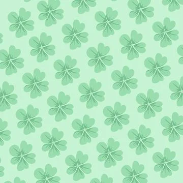 A green background with four leaf clovers. Soft color background pattern Stock Illustration