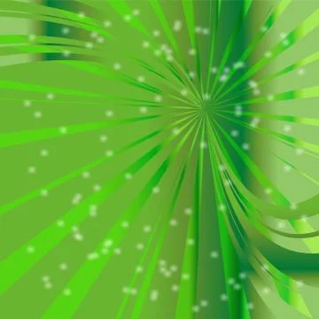 Green Background with glowing striped rays and stars vector Illustrazione stock