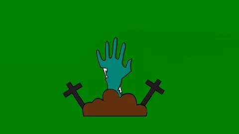 Green background hand reaching out the ground pile dirt from hole green screen Stock Footage 314067043