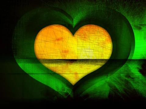 Green background with heart Stock Illustration