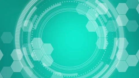 Green background with hexagons and rotating HUD elements. Stock Footage 249510800