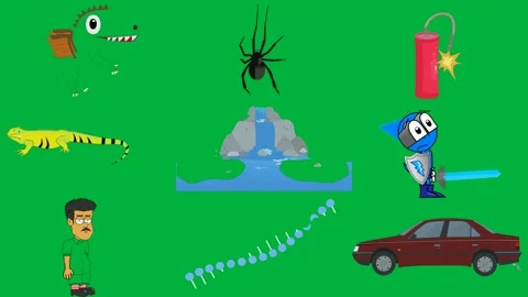 Green background image cartoon character black widow spider red dynamite. Stock-Footage 310563343
