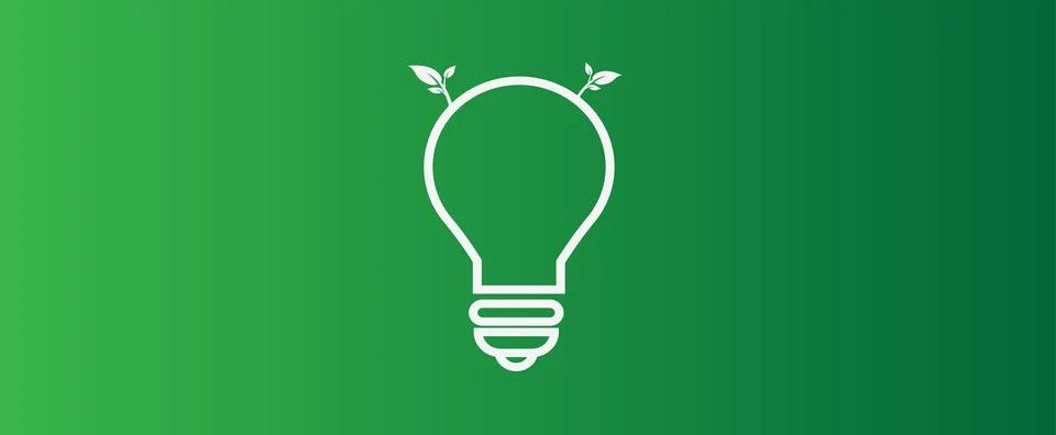 Green background with light bulb Stock Illustration