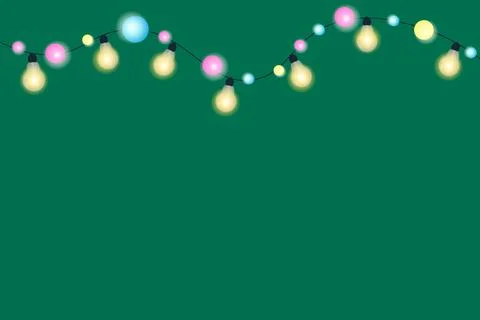 Green background with light bulbs Illustrazione stock