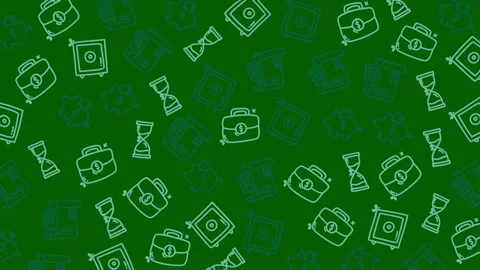 Green background with light outlined business icons Stock Footage 336219402