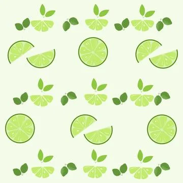 Green background with lime slices and leaves. 스톡 일러스트