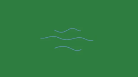 A green background with line drawing of wave and waves blue in the middle 動画素材 337342131