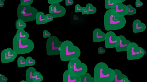 Green background with moving heart shape Stock Footage 113331787