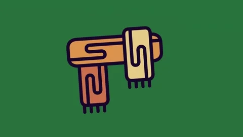 A green background with an orange and black logo hand holding paintbrush piece Видео 335092090