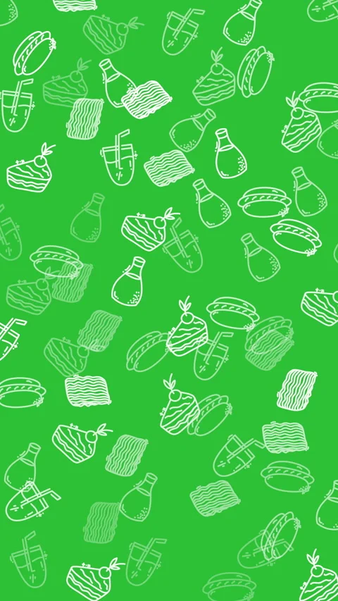Green background packed with various fast food items. Ideal for restaurant menus Vídeo Stock 333795263
