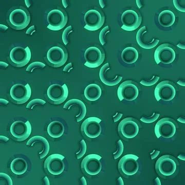 A green background with a pattern of circles. 3d rendering digital illustration Stock Illustration