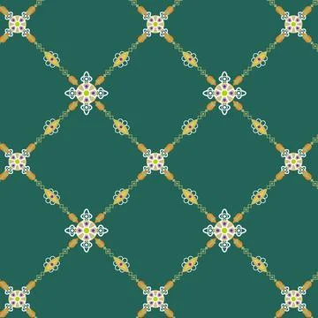 A green background with a pattern of small flowers Stock Illustration