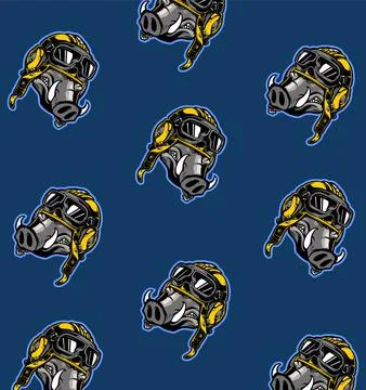 Green background pig head pattern Stock Illustration