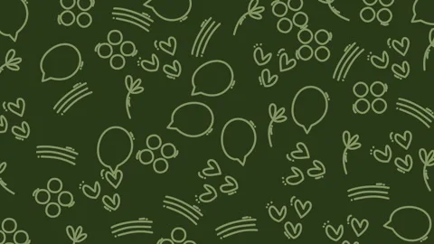 Green background with playful doodles Stock Footage 332068248