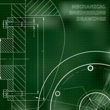 Green background. Points. Technical illustration. Mechanical engineering. Tec Illustrazione stock