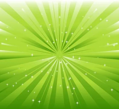 Green background with ray and star light Stock Illustration