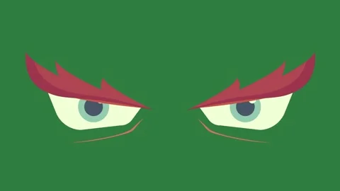 A green background with red eyes and blue green screen animated chromakey Vidéo 335090455