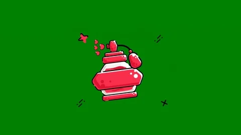 Green background red object robot green screen animated chromakey background Video stock 314066833