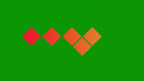 Green background red orange logo diamond squares three diamonds green screen Stock Footage 314067491