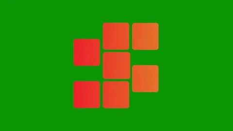 Green background red squares orange green screen animated chromakey background Video stock 314067484