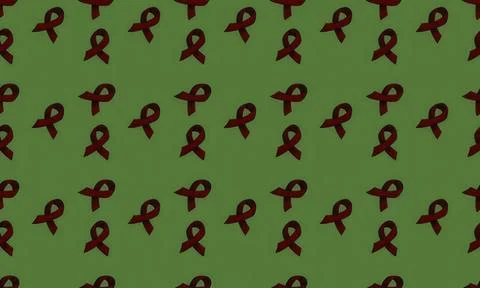 Green background with repeating red ribbon pattern Stock Illustration