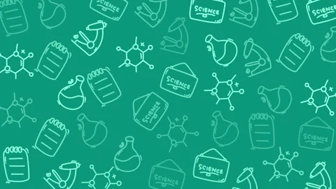 Green background with science-themed doodles Stock Footage 335834539