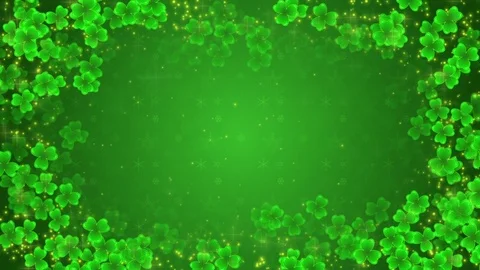 Green background with a shamrocks and glowing particles Stock Footage 84364337