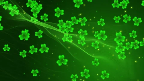 Green background with shamrocks and glowing particles Stock Footage 86669639