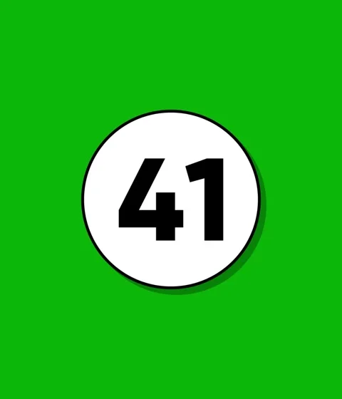 Green background with slowly appearing number forty one in white circle mot.. Stock Footage 332396473