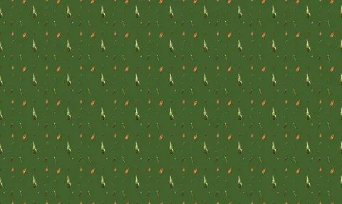 Green background with small colorful leaf patterns Stock Illustration