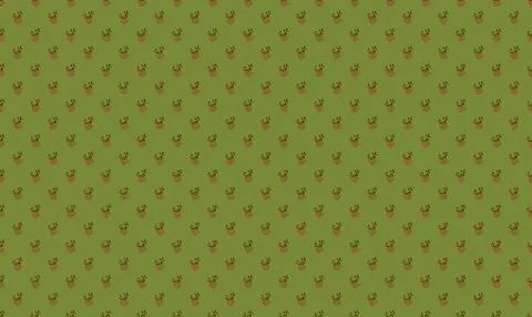 Green background with small orange floral pattern design Stock Illustration