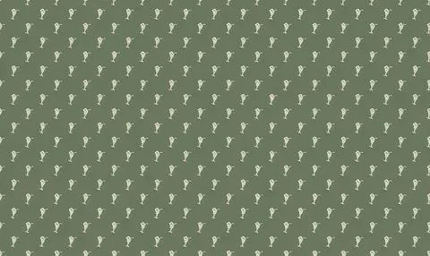 Green background with small white bunny illustrations pattern Stock Illustration