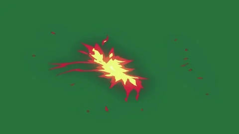 A green background with small yellow star and red fire on explosion white Video stock 335681389
